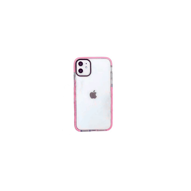 FUNDA QCHARX TRANSPARENTE IPHONE 16E ROSA