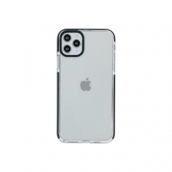 FUNDA QCHARX TRANSPARENTE IPHONE 16E NEGRO