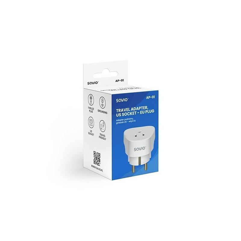 ADAPTADOR ENCHUFE VIAJE USA A ESPANA SAVIO AP 01 ADAPTADOR ENCHUFE VIAJE USA A ESPANA SAVIO AP 01