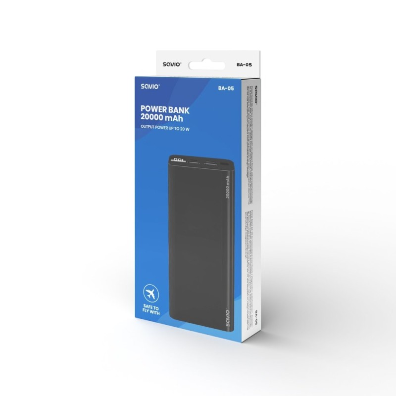 POWERBANK 20000 MAH SAVIO BA 05 NEGRO POWERBANK 20000 MAH SAVIO BA 05 NEGRO