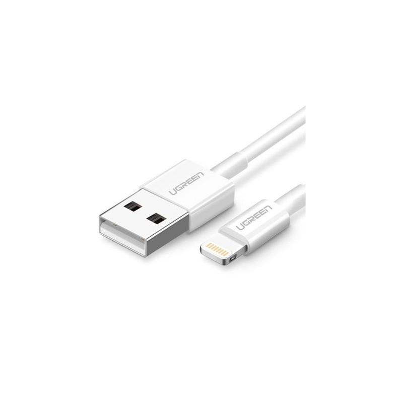 CABLE UGREEN USB A MALE A LIGHTNING MFI 1M WHITE CABLE UGREEN USB A MALE A LIGHTNING MFI 1M WHITE