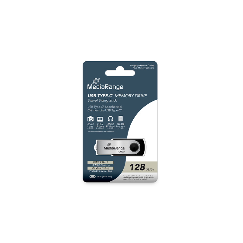 PENDRIVE 128GB USB 32 MEDIARANGE PENDRIVE 128GB USB 32 MEDIARANGE