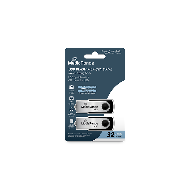 PENDRIVE 32GB USB 20 MEDIARANGE 2 PACK PENDRIVE 32GB USB 20 MEDIARANGE 2 PACK